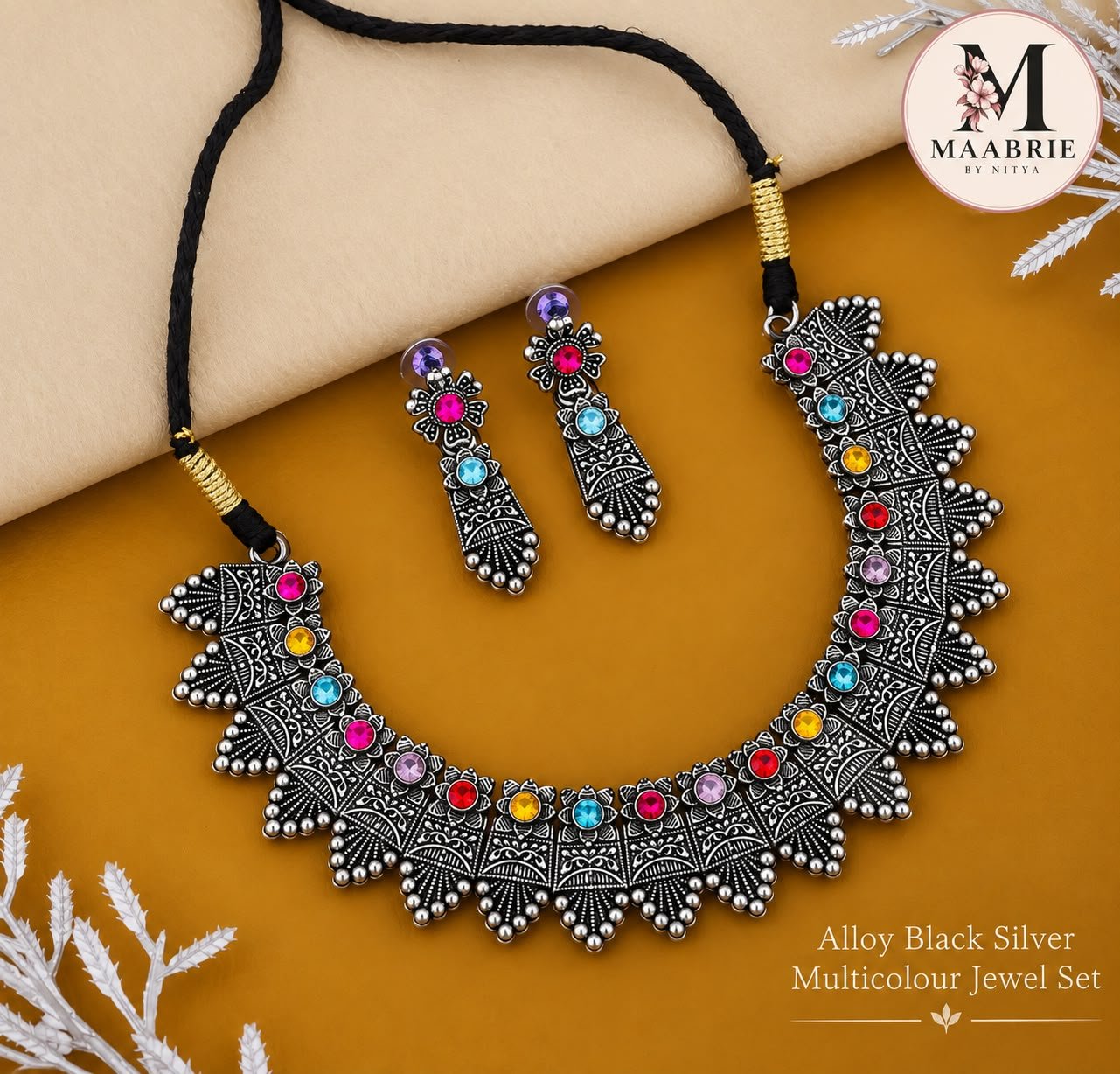 Garba Navratri Multicolor Oxidised Choker Set